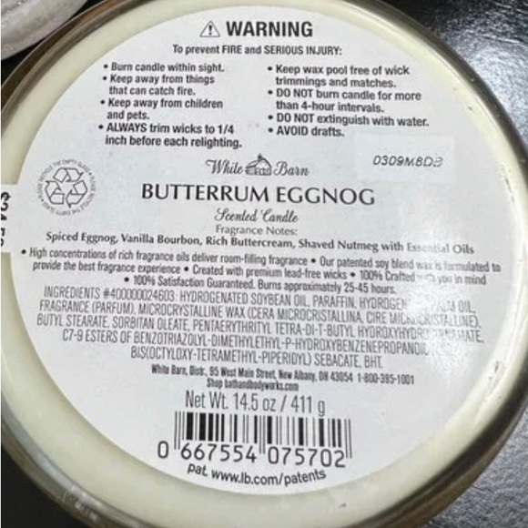 Accents Bath And Body Works Butter Rum Eggnog 3 Wick Candle Poshmark